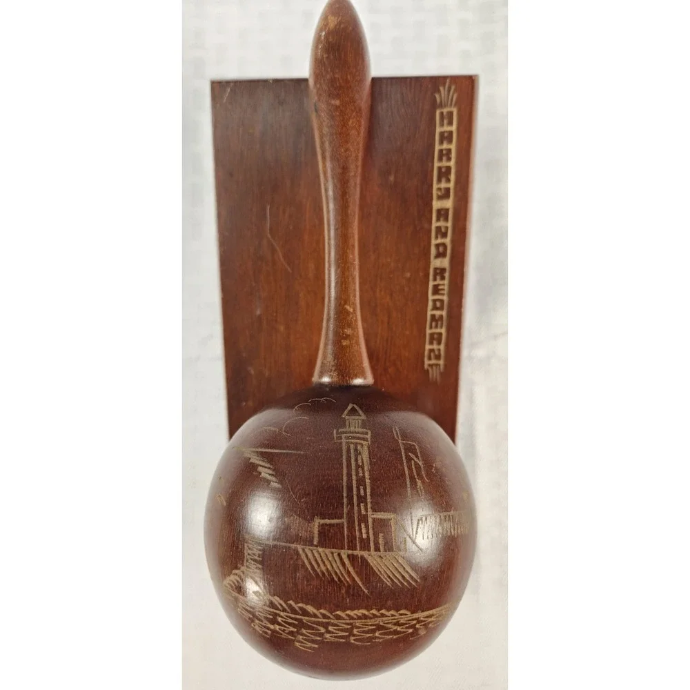 Vintage Wooden Herrera Cuba Souvenir Bookend Wood Maraca Music